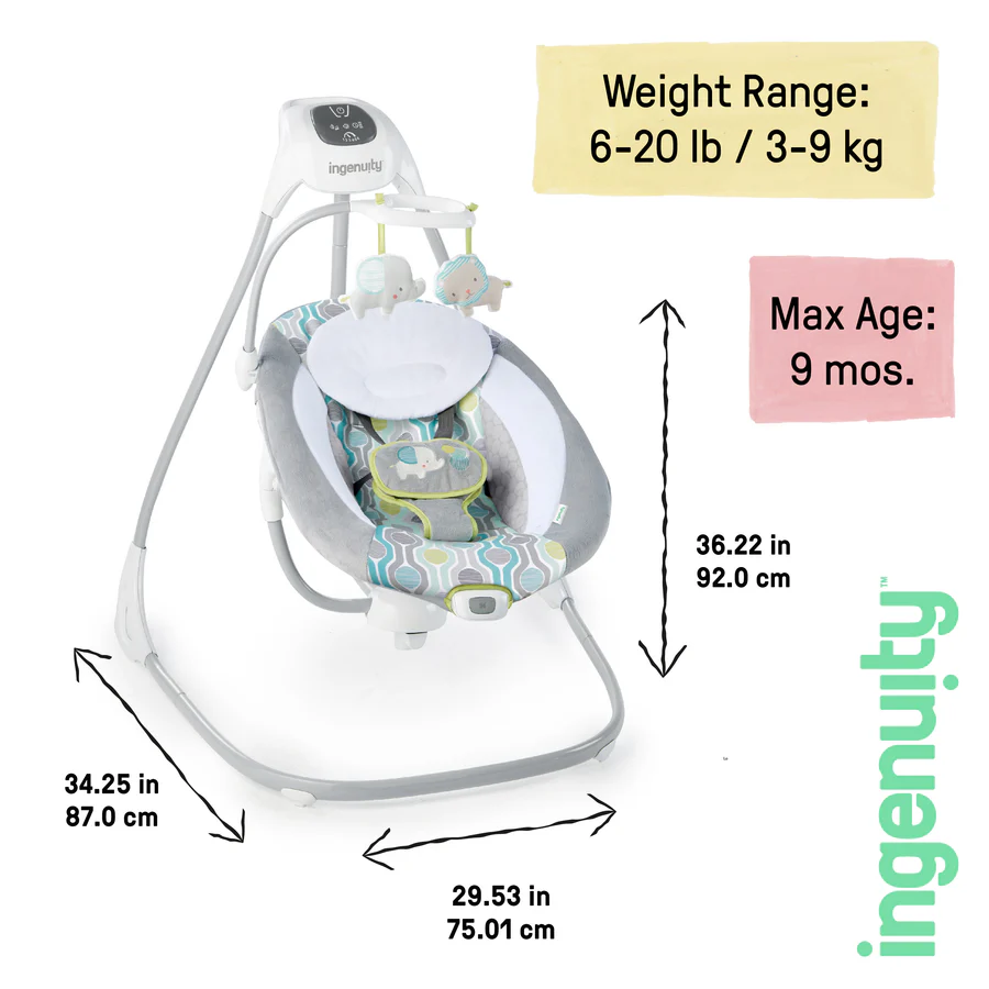 Baby Bouncer Chair INGENUITY InLighten Cradling Swing